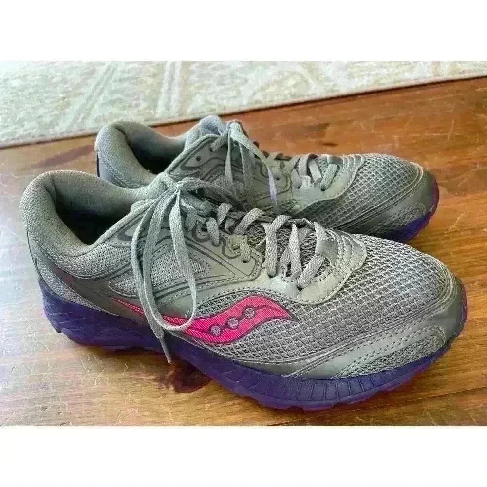 Saucony Gray/Purple Cohesion Lace Up Running Shoe,sz 9 - Picture 4 of 8
